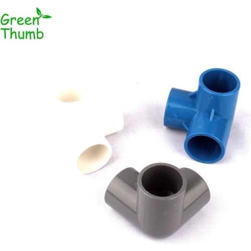 2pcs Inner Diameter 32mm PVC Tee Equal Cross Connectors for Horticultural Irrigation White/Grey/Blue Plastic PVC Joints