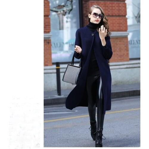 2019 handmade cashmere coat solid color one button Slim significantly elongated models fashion wild New Arrivals
