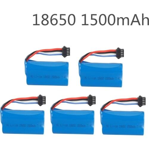 5pcs 7.4v (3.7vx2) 1500mah 15C 18650 Li-ion SM-4P Plug Battery RCHQ961 962 UD1902 1002 toys battery