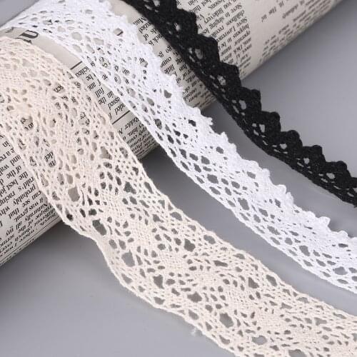 5yard/lot Ivory/Black/White Color Cotton Lace Ribbon Embroidered Lace Trim Patchwork Material DIY Sewing Lace Fabric