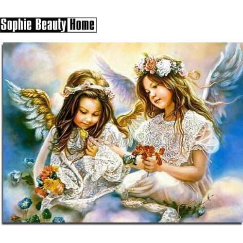 Full Square/Round Drill 5D DIY Diamond Painting Angel Girls and Flowers Diamond Embroidery Cross Stitch Mosaic Wall Decor 189063