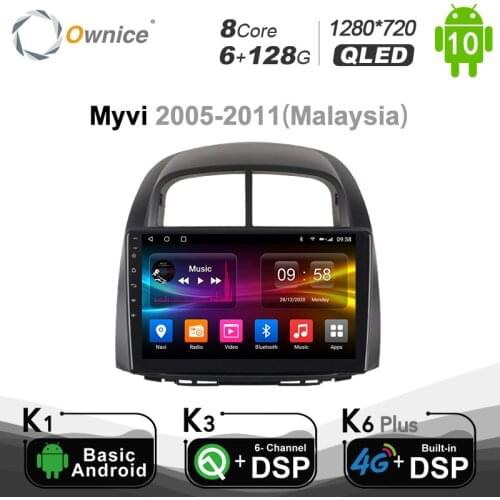 6+128G Ownice Android 10.0 Car multimedia Payer FOR Perodua Malaysia MYVI 2005 -2011 4G LTE DSP Optical Radio GPS 1280*720 SPDIF