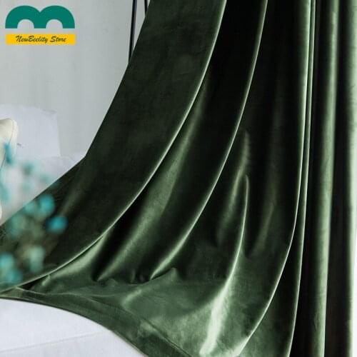 High Quality Luxury Velvet Curtain Green Turquoise Blackout Curtains for Living Room Bedroom Window Drapes Solid Grey Thermal