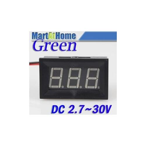 Free Shipping Digital Voltmeter Volt Panel Meter DC 2.7~30V 2-wires Reversal Protection Green #BV179 @CF