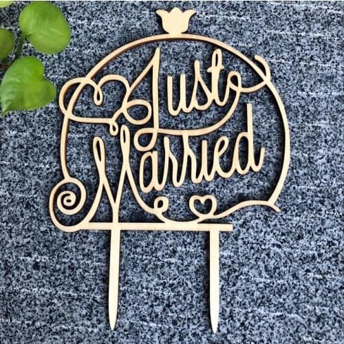 Free Shipping "Just Married" Wedding Cake Topper Wooden Wedding Cake Topper Rustic Wedding Decoration Custom Cake Topper