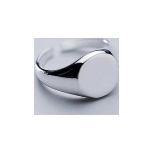 100% Authentic REAL.925 Sterling Silver Glossy Smooth Round Geometric Adjust Rings GTLJ1614