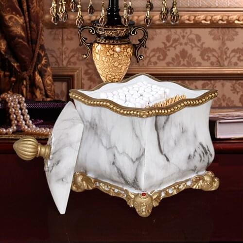 Toothpick Holder Cotton storage box With Lid Resin Toothpick box Covered Toothpick Cans Creative Toothpicks Seat Home Hotel