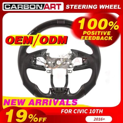 For hon-da for civi 10th gen Carbon Fiber Steering Wheel race display LCD screen guag meter LED racing steering wheel 2016 2018