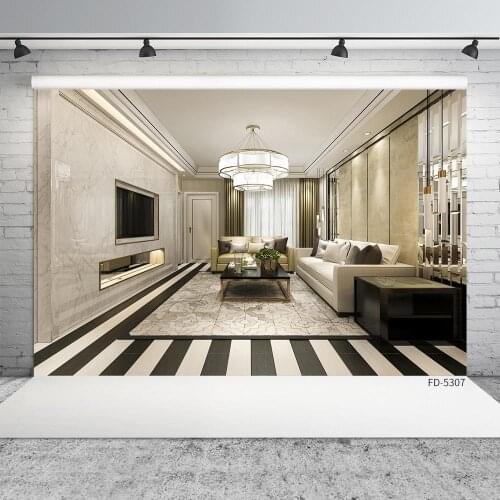 Living Room Sofa Droplight Television Photography Background Custom Backdrop Fond Photo for Baby Children Portrait Photoshoot