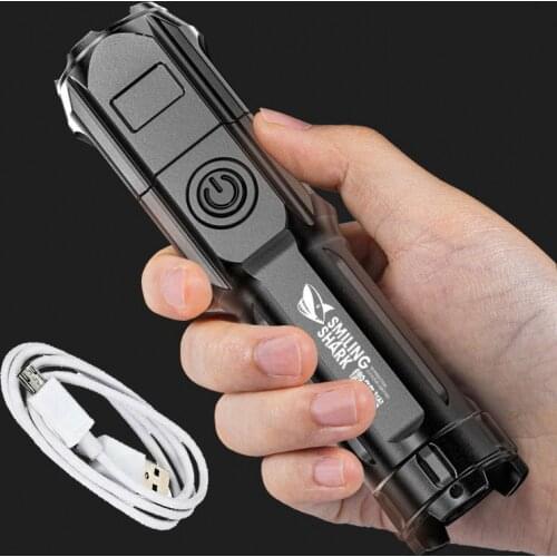 Flashlight Strong Light Rechargeable Zoom Strong Brightness ABS Focusing Household Outdoor Portable Led Night Torch Flashlight