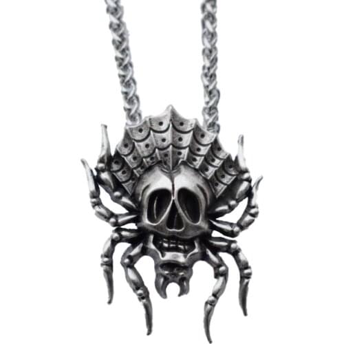 Halloween Dead Head Skull Spider Pendant Necklace Men Woman Witch Jewelry