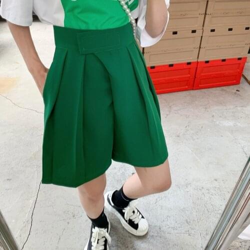 Velcro Casual Capris Loose Wide Leg Pants Thin Suit Shorts Krotkie Spodenki Fashion Womens Shorts Summer Pantaloncini Donna