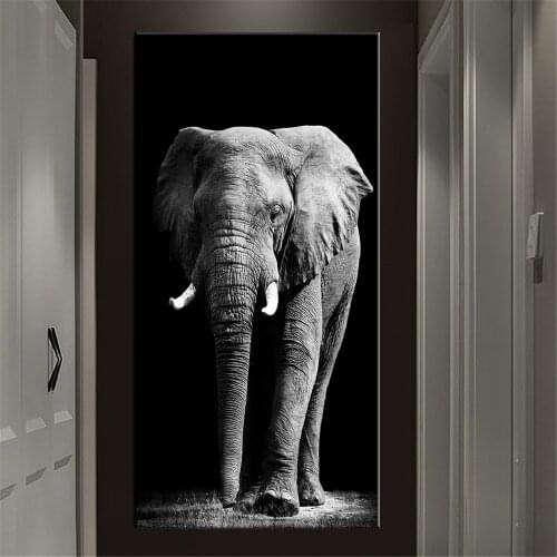 Canvas Painting Animal Wall Art Black White Elephant Posters and Prints Wall Pictures for Living Room Decoration Home Decor
