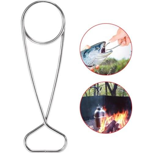 New Camping Kettle Hanging Hook Stainless Steel Water Cup Anti-scalding Clip Fish Mouth Spreader Outdoor Picnic Tools Bushcraft