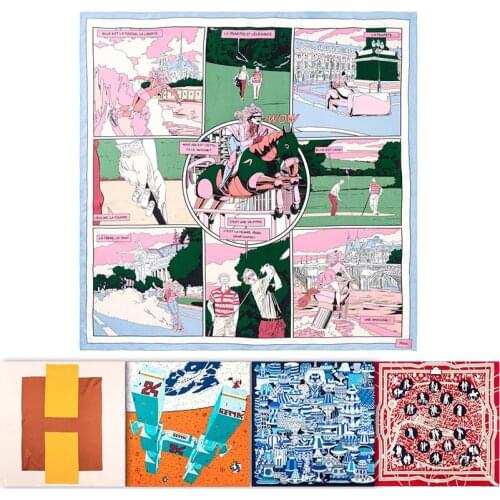 Wow Square Silk Twill Scarf Hand Rolled Twill Silk Scarf 90 90cm Silk Head Scarfs For Women bandana Neck Scarves Designers Scarf