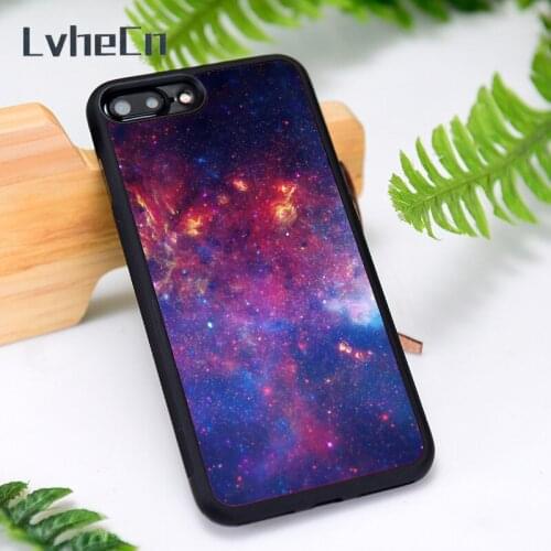 LvheCn Silicone Rubber Phone Case Cover for iPhone 6 6S 7 8 Plus X XS XR 11 12 Mini Pro Max Space Galaxy
