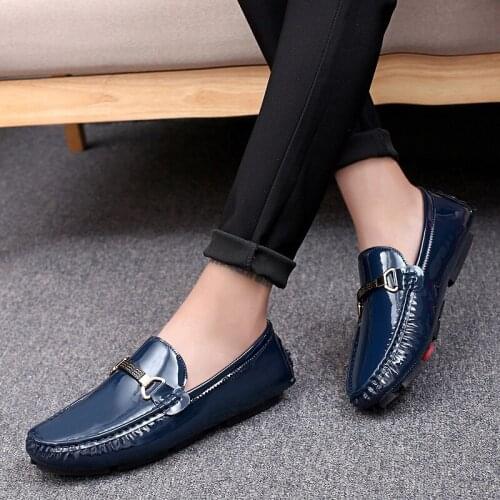 Sooneeya Big Size 38-47 Leather Casual Walking Shoes Men Brand Metal Man Loafers Glitter Driving Shoes Slip On Male Moccasins