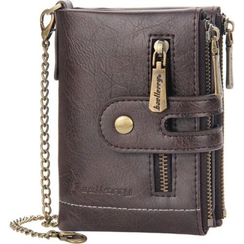 1100% Genuine Leather Men Wallet Coin Purse Small Mini Card Holder with Retro