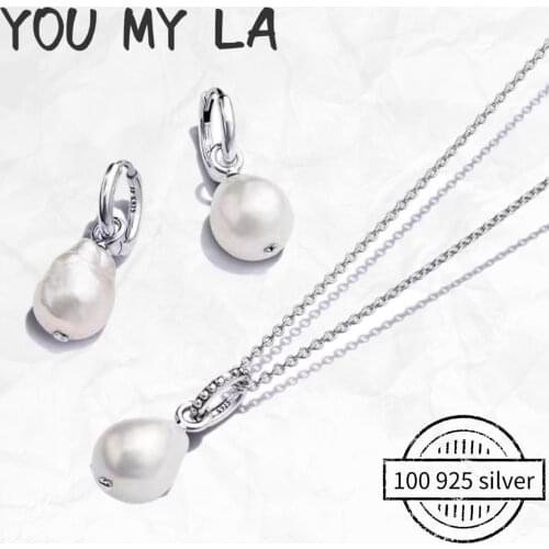 Necklace Real 925 Sterling Silver Earrings for Women Fit Original Pan Bead Charm Festival DIY Jewelry Gift Free Shipping