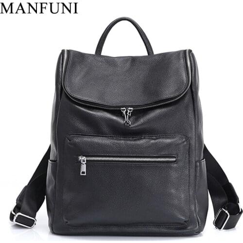 Fashion Unisex Backpack 100% Genuine Leather High Quality Large Capacity Daily Casual Travel Bag Big Black Knapsack Schoolbag