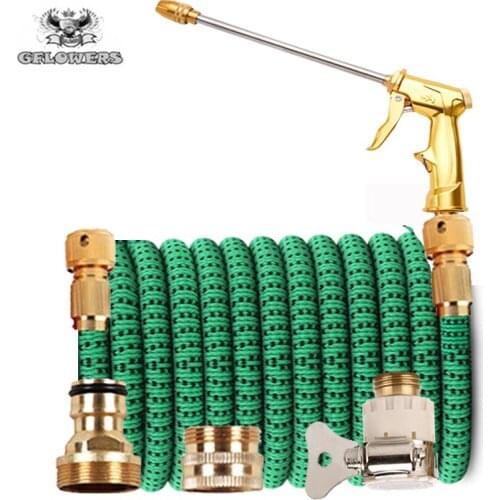 Garden Water Gun Hose 26ft-100ft Retractable Magic Water Pipe Eu High Pressure Car Wash Hose Watering Nozzle Garden
