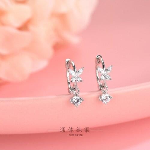 S925 Sterling Silver Zircon Bowknot Zirconia Butterfly Earring Design Sweet Tassel Earrings Female