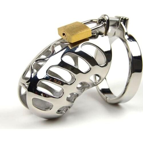 SODANDY Chastity Belt Male Stainless Steel Chastity Device Cock Cage Top Quality Openwork Penis Lock Metal Penis Ring Sex Toys