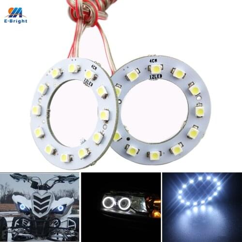YM E-Bright 2 PCS Angel Eye 40MM 1210 12 LEDs 3528 4CM Halo Rings 12V DC 12 SMD For Car Lights Headlight Cold White