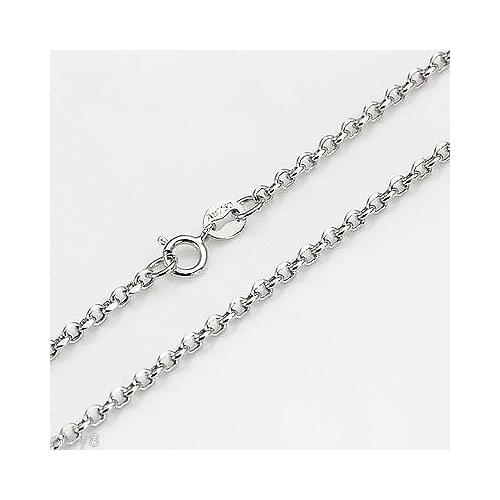 New Au750 Pure 18K White Gold Chain Women 2mm Stud Link Necklace 24inch