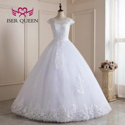 Short Sleeves Pure White Crystal Beaded Wedding Dress Ball Gown 2021 New Arrival Bride Dress for Wedding Party WX0230