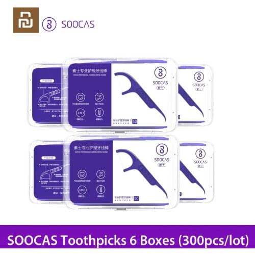 Youpin SOOCAS Dental Floss Pick Teeth Tooth Toothpicks Stick Oral Care Ergonomic Design FDA Testing Food Grade 50pc/box