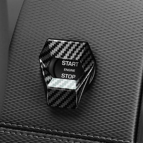 1Pcs Car Engine Start Stop Button Cover Ring Ignition Button Carbon Fiber Trim Push Button Switch Decor Stickers Auto Interior