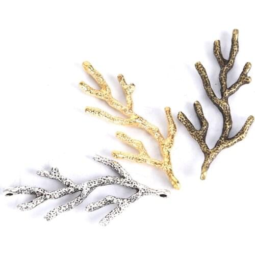 10Pcs/Set Vintage Three Color Tree Branch Connector Fine Necklace Pendant Charms Jewelry Finding Accessory DIY Making Craft