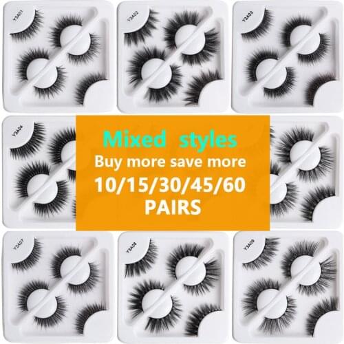 15/30/45/60Pairs 3D Mink Eyelashes Wholesales Natural False Eyelashes Soft Fake Eyelash Makeup Extension Lashes Hand Made Lashes