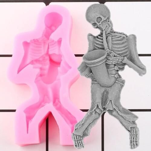 3D Skeleton Skull Silicone Molds Halloween Fondant Cake Decorating Tools DIY Polymer Clay Candy Chocolate Gumpaste Moulds