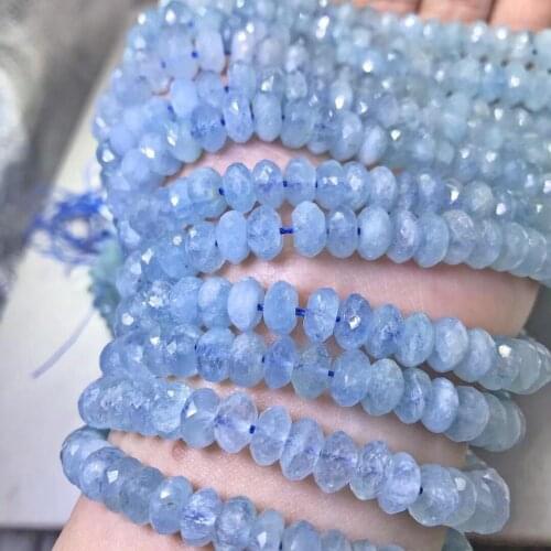 AAAA Aquamarine Roundelle blue 8/9mm for DIY jewelry making loose beads FPPJ wholesale beads nature gemstone