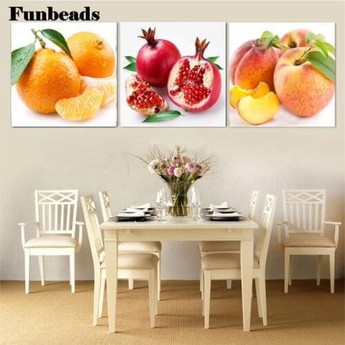 DIY Diamond Embroidery Icon Fruit Orange, pomegranate, peach 5d Rhinestone Art Dimond Diamond Painting Cross Stitch 3 pcs FF434