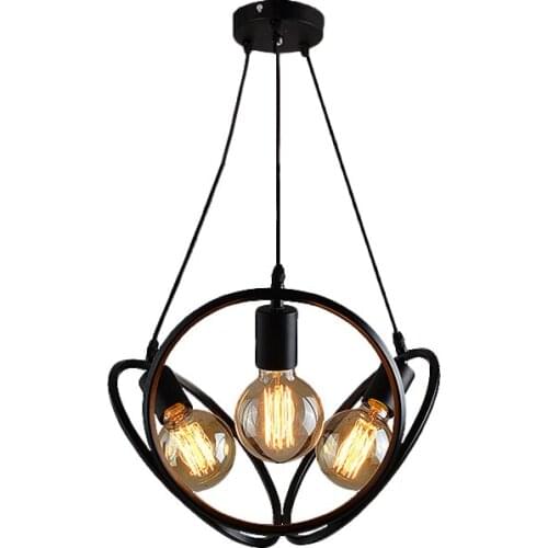Heads white/black 3 ring pendant lamps Industrial loft iron Pendant Lights bar Cafe bedroom retro creative personality three
