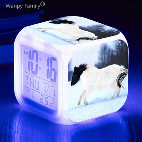 Lawn horse alarm clock 7 Color change multifunctional Big screen LED digital clock birthday gift for children