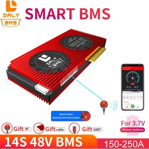 Daly 18650 smart BMS 14S 48V 150A 200A 250A Bluetooth 485 to USB device CAN NTC UART software Li-on Battery protection Board BMS