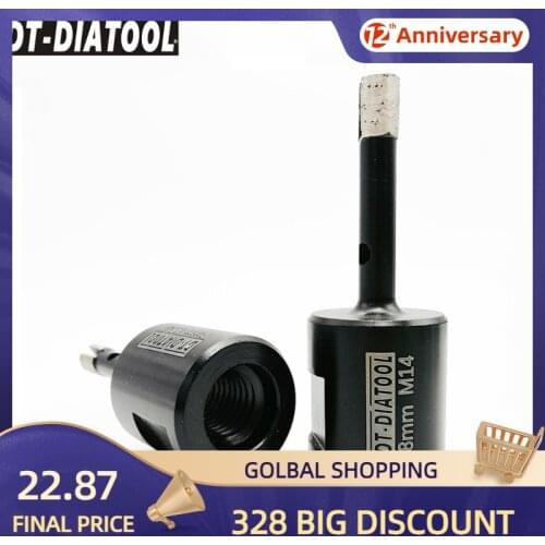 DT-DIATOOL 2pcs M14 Thread Dia 8mm Wet Welded Solid Segmented Diamond Drilling Core Bits For Drilling Hard Granie Hole Saw