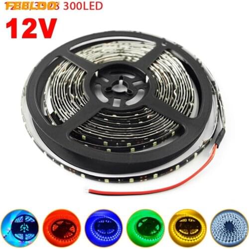 FEELDO 1pc Car 12V 500cm 5m 3528SMD 300 Leds Waterproof Decoration LED Strip Light DRL Light 6-Color #CA900
