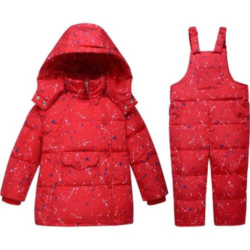 Cross Border Foreign Trade Childrens Down Jacket Ink and Ink Printing Graffiti Style Two Sets Boys Down Jacket GirlsThickening