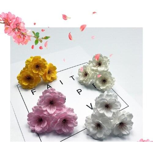50pcs Artificial Soap cherry blossom For Flower Arrangement Wall Prop Wedding Bouquet Party Birthday Gifts Favor Home Decoration