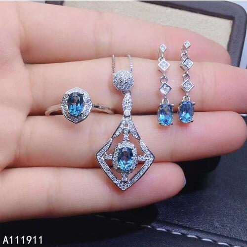 KJJEAXCMY boutique jewelry 925 sterling silver inlaid Natural Topaz Necklace Ring Earring noble Suit Support Detection luxurious