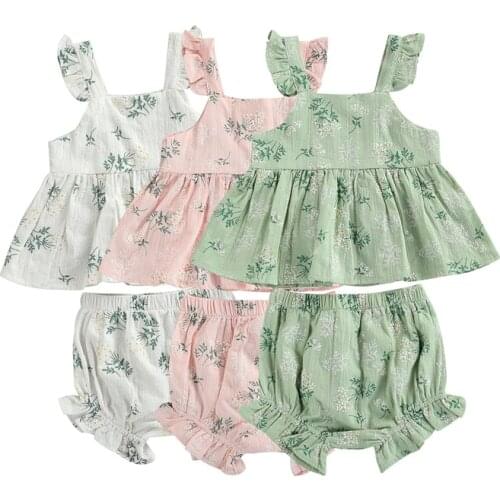 2021-03-22 Lioraitiin 0-24M Infant Baby Girl 2Pcs Fashion Clothing Set Off Shoulder Floral Printed Top Shorts 3Styles