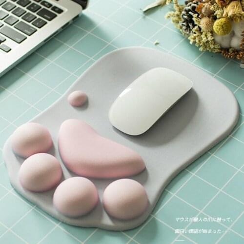 Cute Cat Paw Mouse Pad Anti-slip Silicone Mice Mat Wrist Rest Support Computer Ergonomic Desk Mat Comfortable Office For School