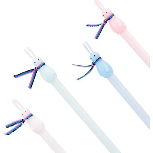 30Pcs/pack Creative Cartoon Long-eared Bunny With Scarf Gel Pen Office School Gift 0.5mm Pen Party Gifts for kids