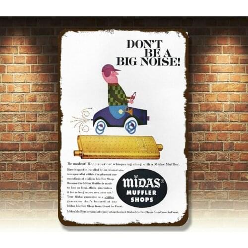 1960 MIDAS MUFFLER SHOPS - DON'T BE A BIG NOISE- Vintage Look REPLICA METAL SIGN