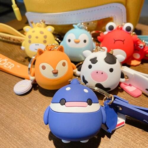 Cute and Cute Marine Animal Keychain Personality Cartoon Penguin Cow Fox Car Key Chain Bag Pendant